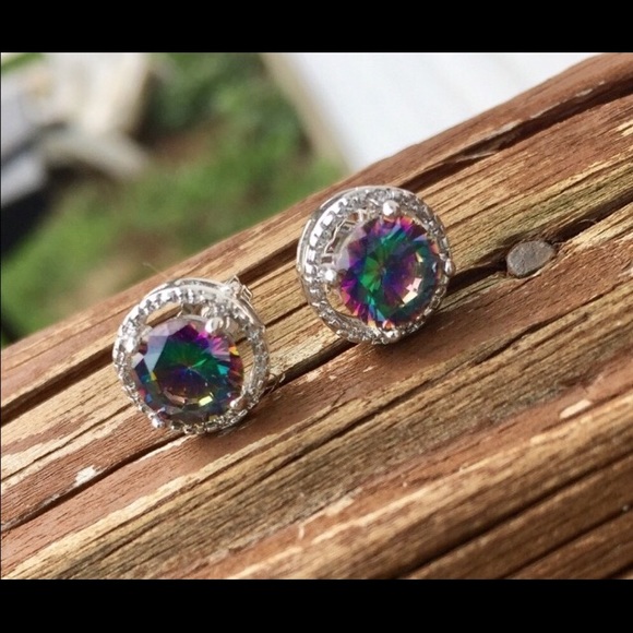 Jewelry - White Gold Filled Topaz Rainbow Earrings